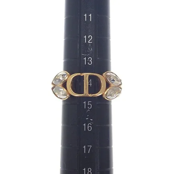 Christian Dior 30 Montaigne Ring M Size R2513 Womcy d03 S Ring GP Metal Crystal - Picture 9 of 10